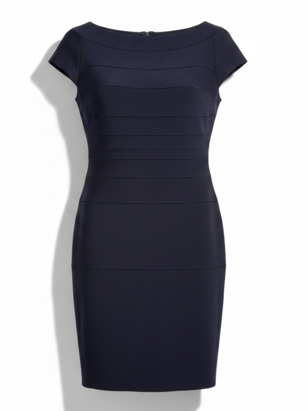 Escada Black Sheath Dress 40/M Cap Sleeve Cocktail Career Party Classic Stretch - Picture 2 of 13
